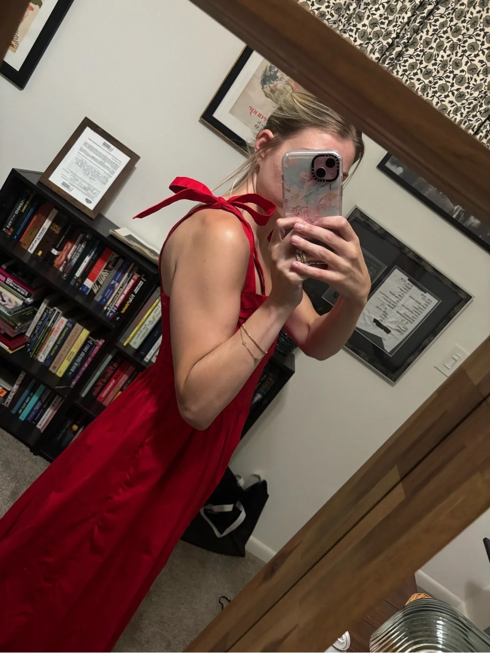 Abercrombie & Fitch Red Tie-Shoulder Maxi Dress